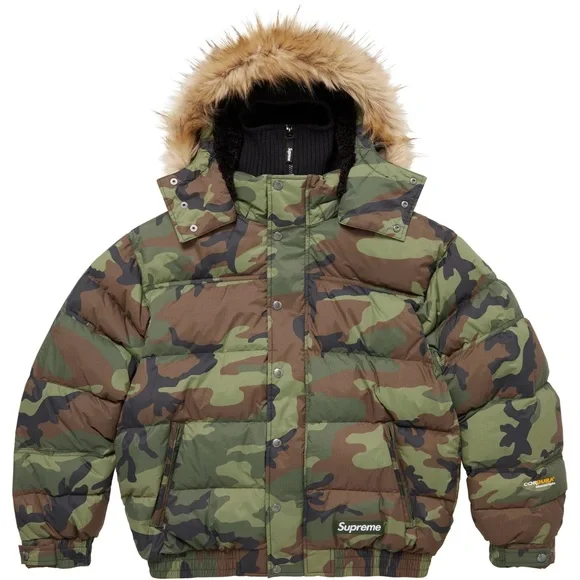 SUPREME FACEMASK 700-FILL DOWN PUFFER JACKET FW25 Woodland Camo Coat Size XL
